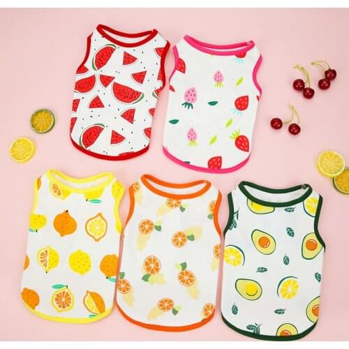 Cheap Dogs Clothes Base Pet TShirt Fruits Printing Spring Summer Cat Clothing Breathable For Small Dogs Yorkshire Coats Vest