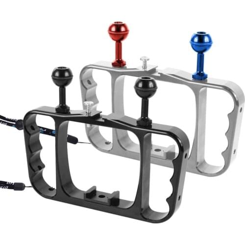 Dual Handheld Diving Light Arm CNC Aluminum Tray Stabilizer Mount for DJI Osmo Action/GoPro HERO7/6/5/Xiaoyi Action Camera