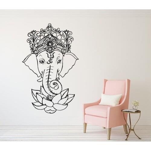 Art Wall Decal Elephant Vinyl Stickers Yoga Ganesh Tribal Buddha Om Lotus Home Decor Indie Elephant Wall Art Decal M-182