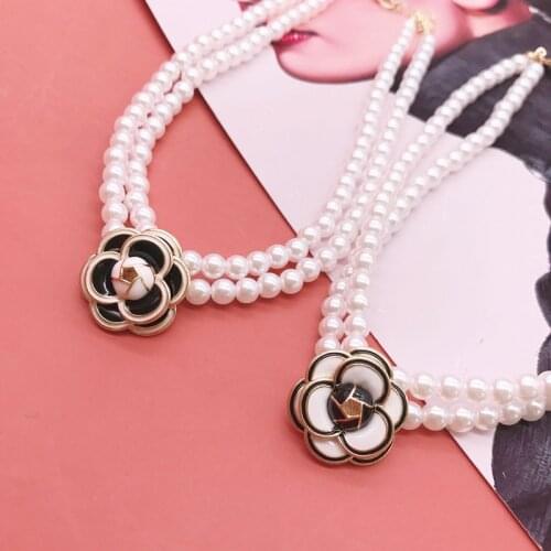 Exquisite Flowers White Black Short Necklace Oriental Wedding Cheongsam Jewelry