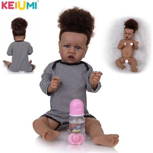 KEIUMI 57 CM Reborn Baby Dolls Rooted Fiber Hair Silicone Body Accessories Free For Kid Playmate Childrens Day Present