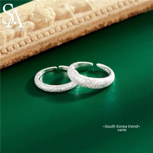 SA SILVERAGE Ring Starry Sky Crescent Food Ring Niche Ring Wholesale Bright Star River Ring S925 Sparkling Wide-open Plain