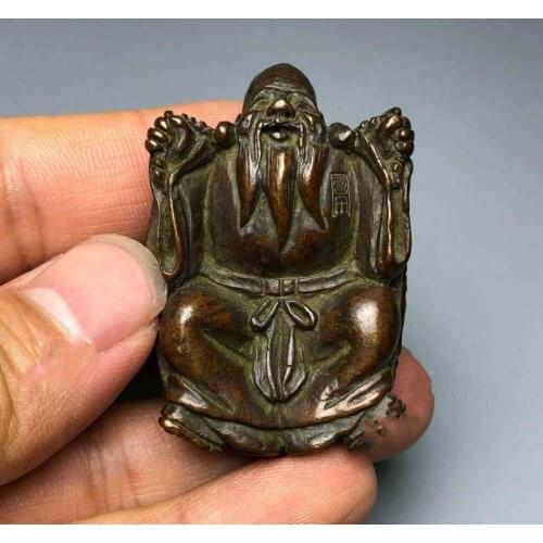 Collectible Chinese Old Antique Pure Solid Copper Handwork Turtle Fairy Statue Desk Decoration Home Accessories Figurines