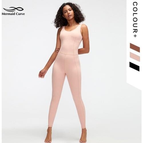 Mermaid Curve 2021 New Ballet Dance Practice Clothes Female Aerial Yoga Tight Training Fitness Set Back Cross Jumpsuits With Pad