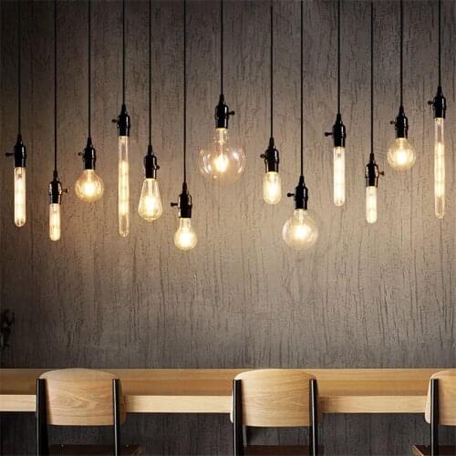 Loft Industrial Black E27 Pendant Lights Cafe Art Deco Bar Restaurant Retro LED Dinning Room Hanging Lamp Single Head Fixtures