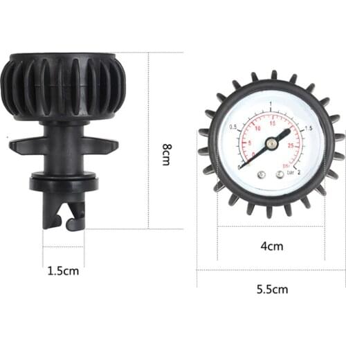 30 PSI Kayak Inflatable Boats Air Pressure Gauge Air Thermometer Test Air Valve Connector SUP Stand Up Paddle Board Canoe Black