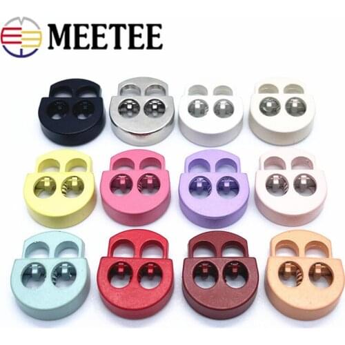 30/50Pcs 5mm Metal Stopper Buckle Color Double Hole Spring Clasp Hat Cord Lock Belt Elastic Adjust Snap Button Fixed Rope Bell