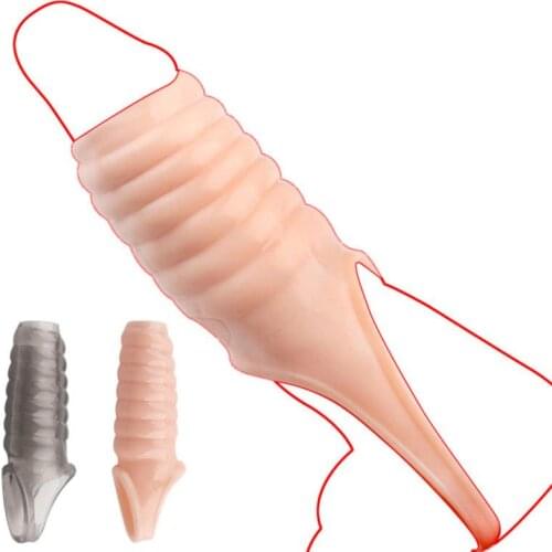 Silicone Reusable Condoms Penis Ring Delay Ejaculation Condom Penis Sleeve For Men Penis Extender