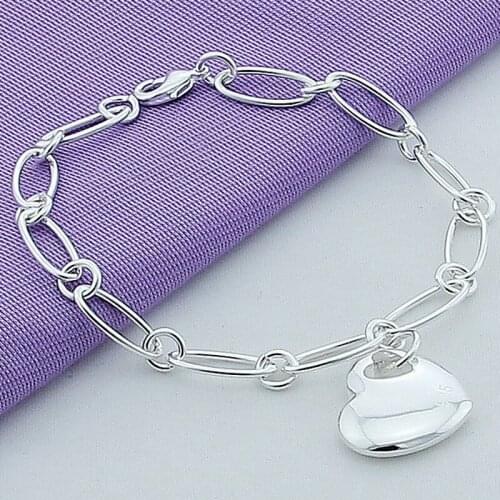 Fashion Simple Charm Bracelet Silver 925 Jewelry Heart Bracelet for Woman Jewelry Wholesale