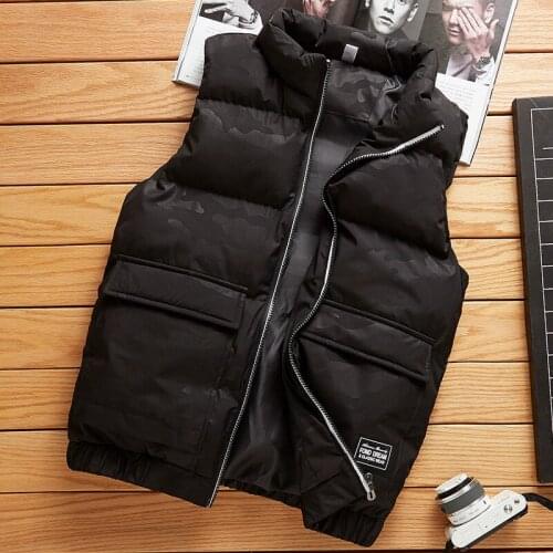 Mens Jackets Vests Winter mens Warm sleeveless Vest men cotton Thick jacket male zipper Waistcoat for Autumn male