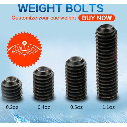 Konllen Weight Bolt Adjust Weight Pool Cue Kit 0.2/0.4/0.5/1.1oz Iron Material 4 Pieces of Screw Adjustable Billiard Accessory
