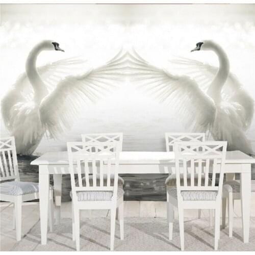 Nordic Personality Wallpaper Romantic Swan Lake Wedding Room Living Room Sofa TV Background Wall Paper Wall covering Random Size