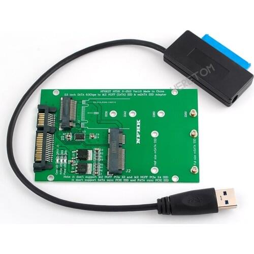 NEW M.2 NGFF or MSATA to SATA 3.0 Adapter USB 3.0 to 2.5 SATA Hard Disk Converter Reader Card with Cable for PC Laptop