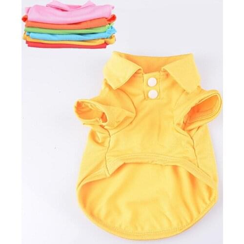Pet Clothes Dog Solid Color Shirt Apparel Lapel Costume Dog Clothes T-shirt Casual Puppy Suit Cotton Clothes Cozy Shirt Dog Vest