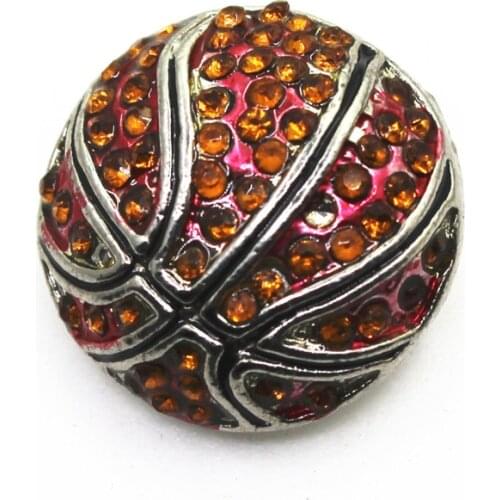 Wholesale 10pcs crystal basketball Snap Buttons fit 18mm Snap Bracelet Bangles DIY Jewelry sport Snap Pendant Charms