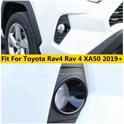 Yimaautotrims Front Fog Light Lamps Ring Cover Trim For TOYOTA RAV4 RAV 4 XA50 2019 - 2021 Black / Chrome / Carbon Fiber Look