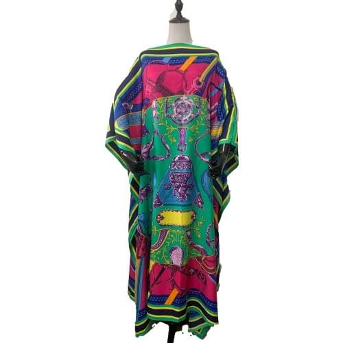 Европейская одежда popular Printed sexy lady beach silk maxi dress Kuwait Fashion Muslim women 's kaftan dresses for lady