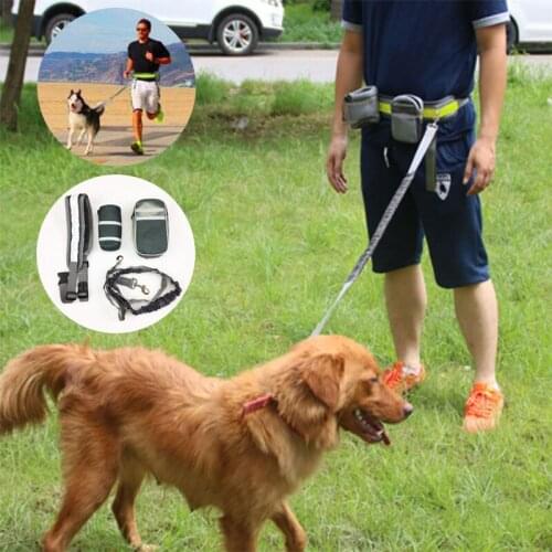 Running Dog Leash Dog Training Bag Pet Collar Rope Hand Free Reflective Traction Rope with Bag for Going out DL802