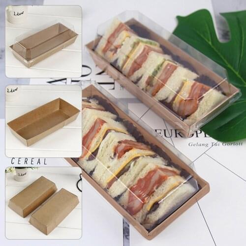 Rectangle Kraft Paper Box Sandwich Bread Cake Pastry Snack Hoder Packaging Wrapping Boxes Baking Supplies Gift Boxes