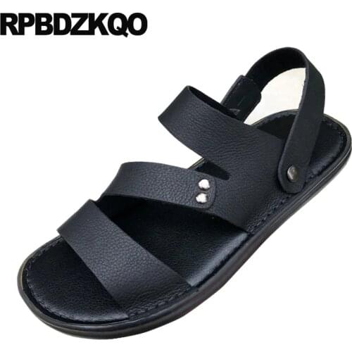 Slides black waterproof slippers brown men sandals leather summer shoes fashion 2019 designer big size outdoor native large 45