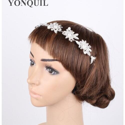 Bridal Crystal Pearl Hair Accessories Brand Wedding Hair Accessories Party Tiara Headwear Luxurious Lace Flower Headbands SYBC17