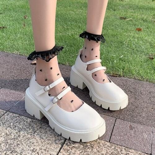 Lucyever Fashion High Heels Mary Jane Shoes Women 2021 New Double Buckle Thick Platform Pumps Woman Sweet Lovely Lolita Shoes