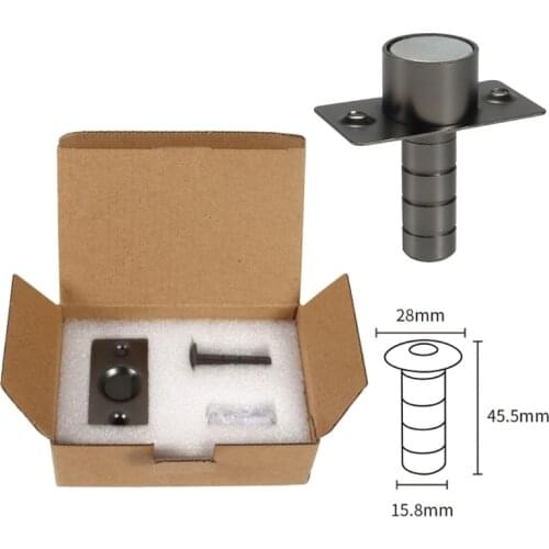 Ultra Thin Invisible Stainless Steel Black Door Stop Magnetic Floor Mount Hidden Automatic Suction Door Stopper Holder Catch Doo