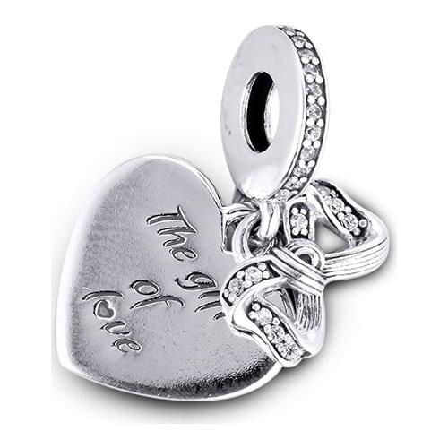 Beads fits for Necklaces Bracelets 100% 925 Sterling-Silver-Jewelry Bow & Love Heart Charms Free Shipping