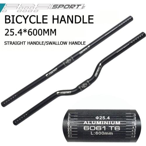 FMFXTR Bicycle Handle Aluminum Alloy Bike Horizontal Handlebar 25.4mm Matte Swallow-shaped Handlebar 600mm Size Cycling Parts