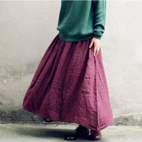 Street Womens Skirts Vestidos Summer Autumn 2020 Cotton Linen Vintage Loose Skirts Large Size 5XL Solid Color Skirt Brown Red
