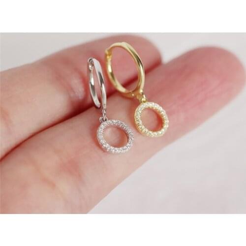 Womens Earrings S925 Silver color Earrings Small Zircon Mini Fashion Charm Round Jewelry Marriage Girlfriend Jewelry