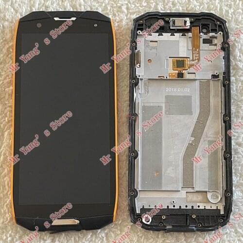 5.7" Black / Yellow + Frame For Oukitel WP5000 LCD Display With Touch Screen Digitizer Sensor Panel Assembly