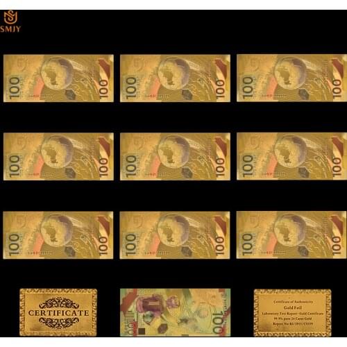 10Pcs Russian Football World Cup Gold Banknote 100 Rubles Replica Gold Foil Money Bill Paper Collection For Home Decor