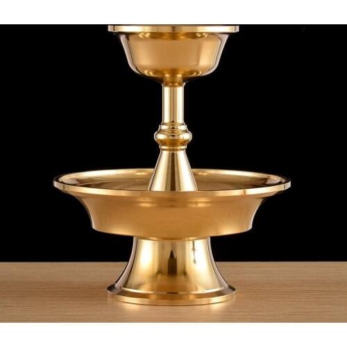 Gold Buddhist Guardian Cup Furnishing Copper Handicraft Polishing Tibetan Tribute Buddhism Holy Water Plate Home Gift Decorative