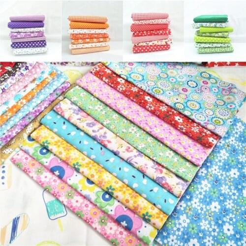 IBOWS 100% Cotton Fabric Cloth Sheets Floral Printed DIY Dress Patches Sewing Home Textile Handmade Material 25*25cm 7pcs/lot