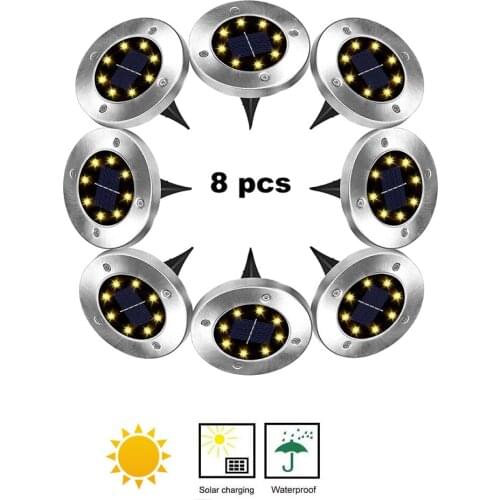 2-8pcs 8 led Solar Power Buried Light Ground Lamp Outdoor Path Way Garden Decking Underground Lamps Dropshipping smart