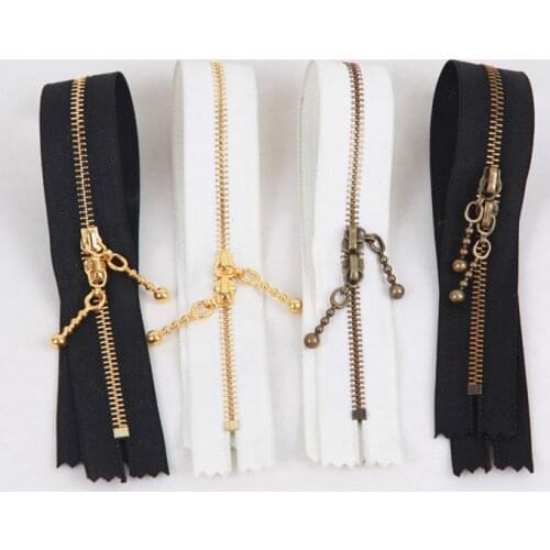 2pcs/lot 3# 30cm 35cm Metal Zippers double puller Black White DIY Zip for Sewing Jeans and Bags