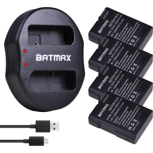 4PCS EN-EL14A EN-EL14 Camera Battery+USB Dual Charger for Nikon D3100 D3200 D3300 D3400 D3500 D5600 D5100 D5200 P7000