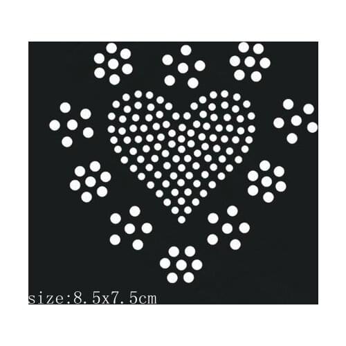 4pcs/lot Lovely heart Rhinestones rhinestone iron on transfers designs hot fix rhinestone motif design stone for shirt