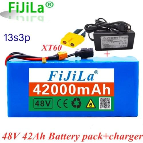 48V 42000mAh 1000 watt 13S3P 18650 battery MH1 54.6v e-bike scooter with 25A discharge BMS with+ charger