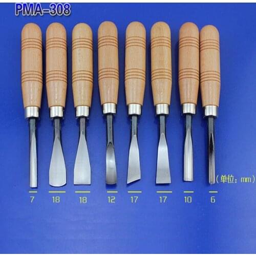 8PCS High quality Promotions The Best Price Dry hand Wood Carving Tools Chip Detail Chisel set Knives tool woodcut knife PMA-308