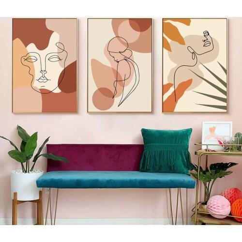 Abstract Woman Face Line Art Painting Boho Poster Female Figure Canvas Prints Wall Pictures for Liviing Room Scandinavian Decor