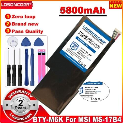 LOSONCOER BTY-M6K 5800mAh Battery for MSI MS-17B4 MS-16K3 GS63VR-7RG GF63 Thin 8RD 8RD-031TH 8RC GF75 Thin 3RD 8RC 9SC Laptop