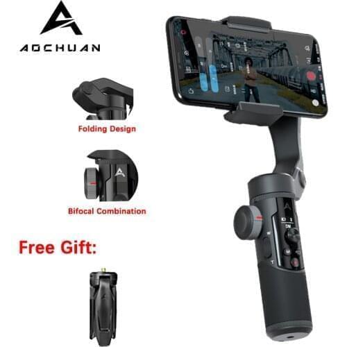 AOCHUAN SMART XR 3-Axis Handheld Stabilizer Foldable Selfie Stick for Smartphone iPhone Huawei Xiaomi Samsung Action Camera
