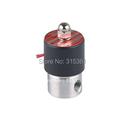 Free Shipping 5PCS 2.5mm Bore Sus Valve Normally Closed 2/2 Way 1/4'' Solenoid Valve VITON Oil Acid 110V AC