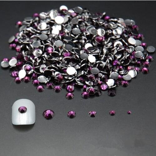 Mixed Sizes 2000pcs Arrive Fashion Shiny Acrylic Nail Art Glitter Charm Grape Purple Rhinestone Nail Tools DIY Beauty Decoration