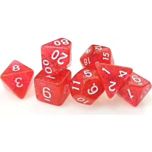 Rollooo Glitter Rpg dice D4 D6 D8 D10 D% D12 and D20 7Pcs/Set