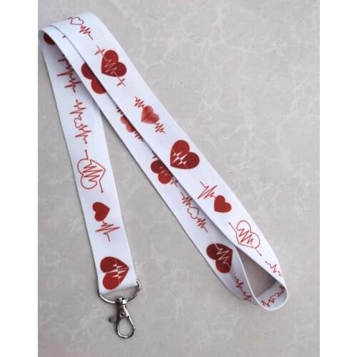 Hot sale Electrocardiogram Key Chains Neck Strap Keys Camera ID Card Lanyard T-2