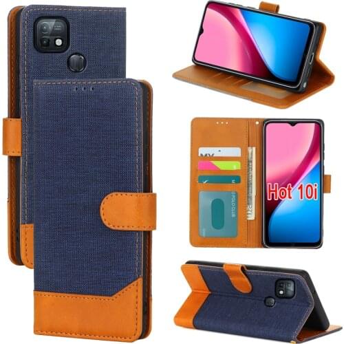 Cloth Pattern Magnetic Card Phone Case For Infinix Hot 10i Cover Flip Wallet Leather Book On For Infinix X659B Hot 10 i Case