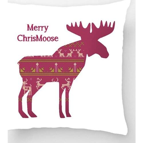 Fun Christmas Moose In Sweater Design Chrismoose Throw Pillow Case Decorative Cushion Cover Pillowcase Customize Gift For Seat